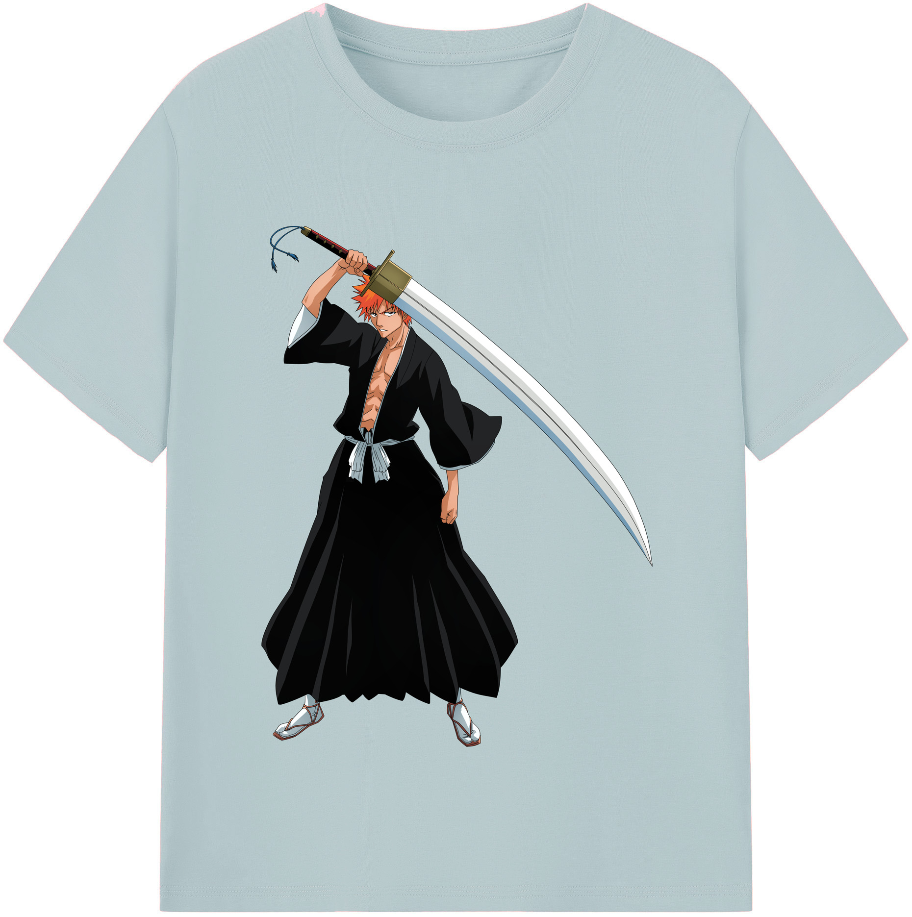 （画像用） ブリーチ 黒崎一護（くろさき いちご）BLEACH Kurosaki Ichigo 綿100％半袖Tシャツ（フロントプリント）